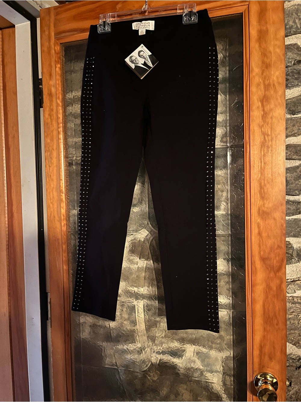 Badgley Mischka Black Skinny Jeans with Side Stud Trim